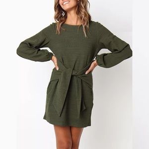 Army green mini dress